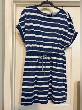 Tacera Womens Short
Sleeve Striped Dress Sz Large